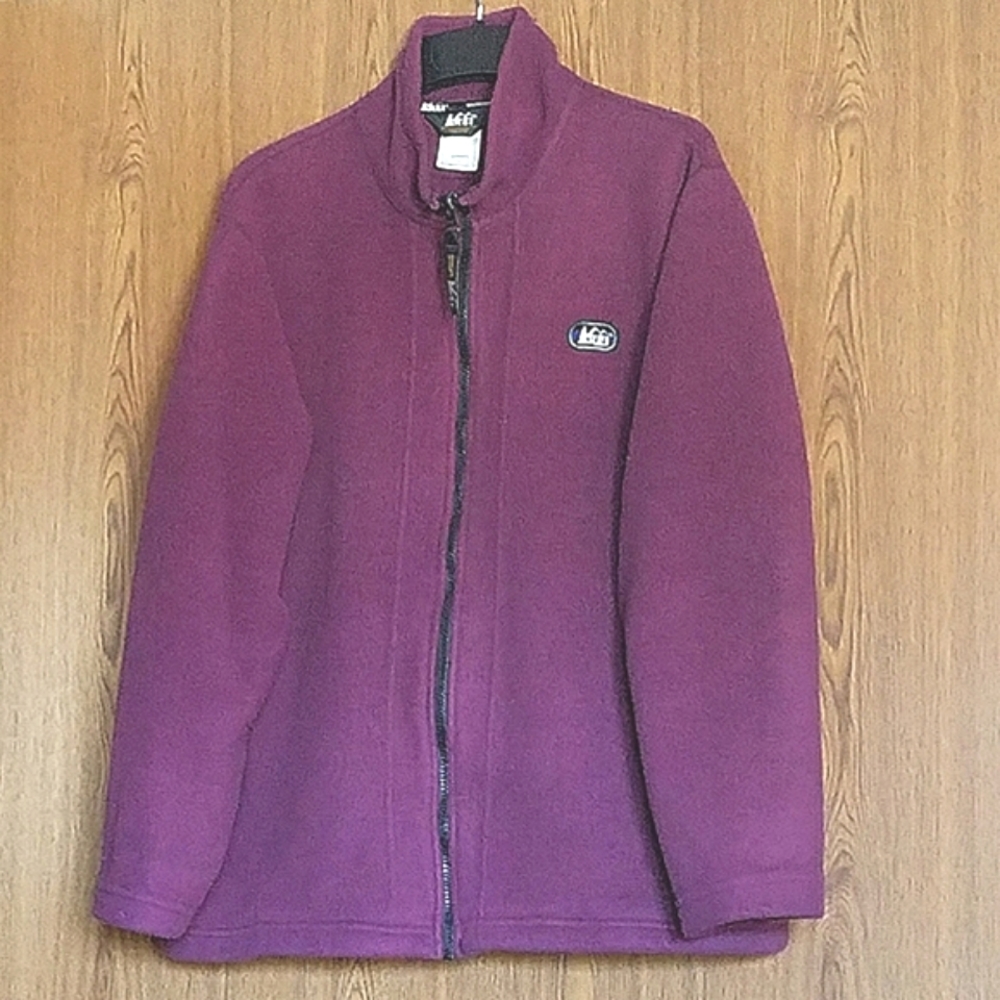 REI Vintage Maroon Fleece Zip Up Jacket L